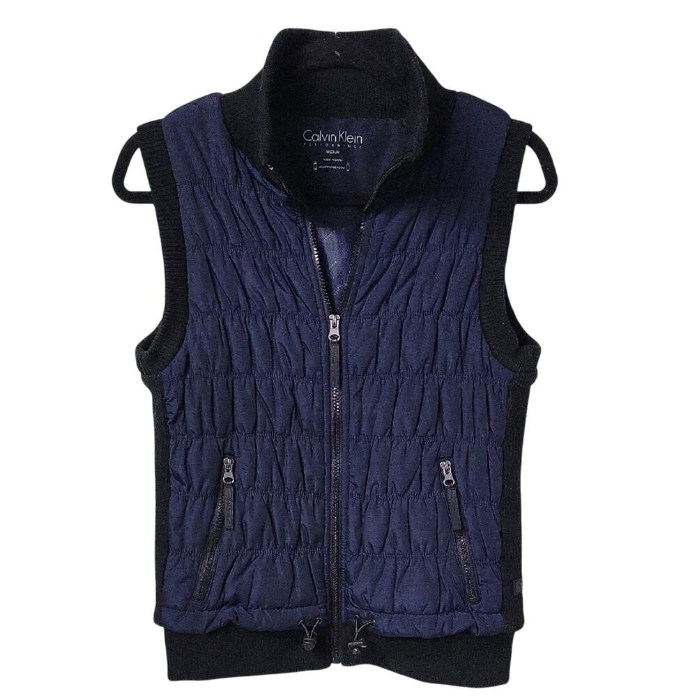 Calvin Klein Performance Navy Blue Quilted Puffer Vest Womens Size Medium